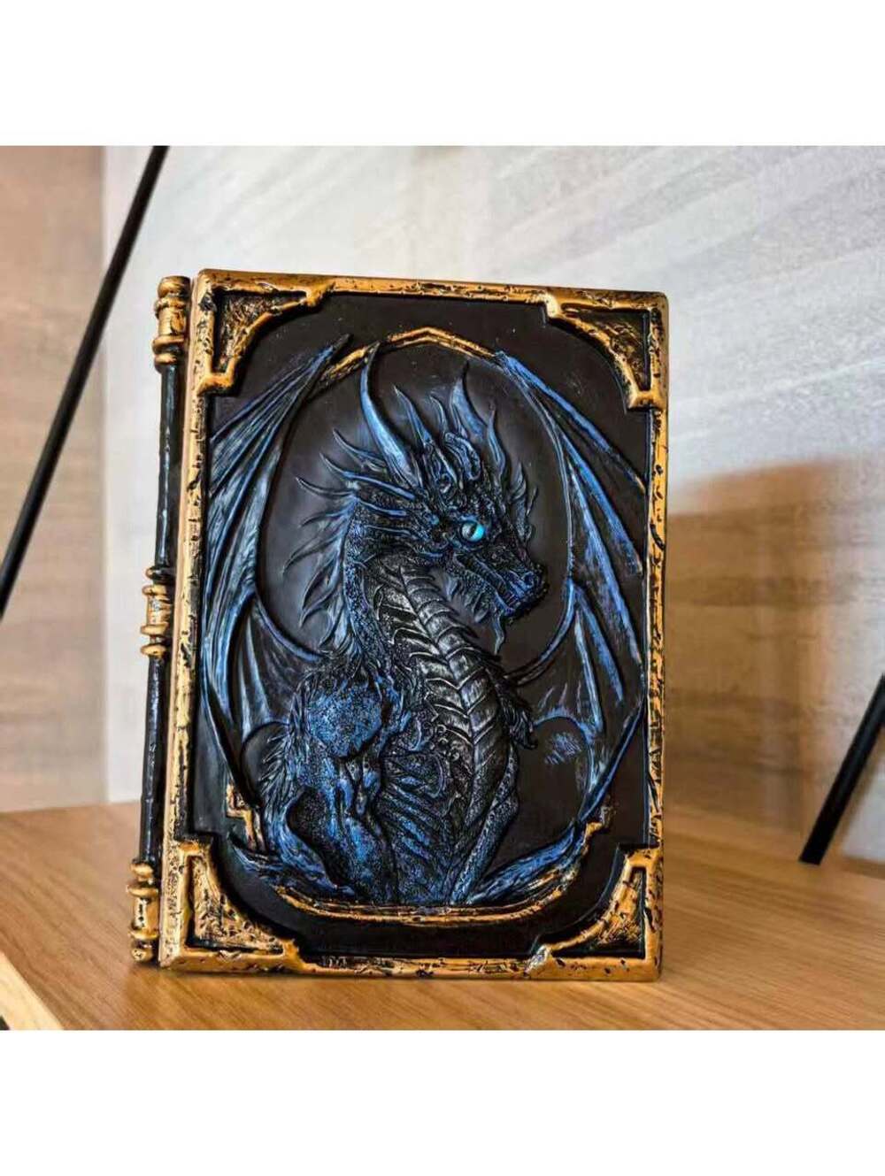3D Dragon Resin Journal Blue – Gothic Embossed Notebook & Fantasy RPG Spell book